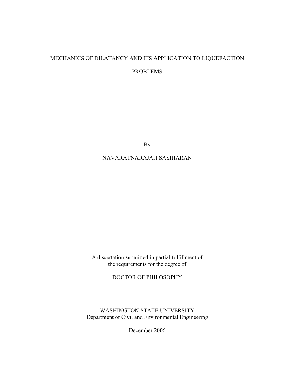 Mechanics of Dilatancy and Its Application to Liquefaction