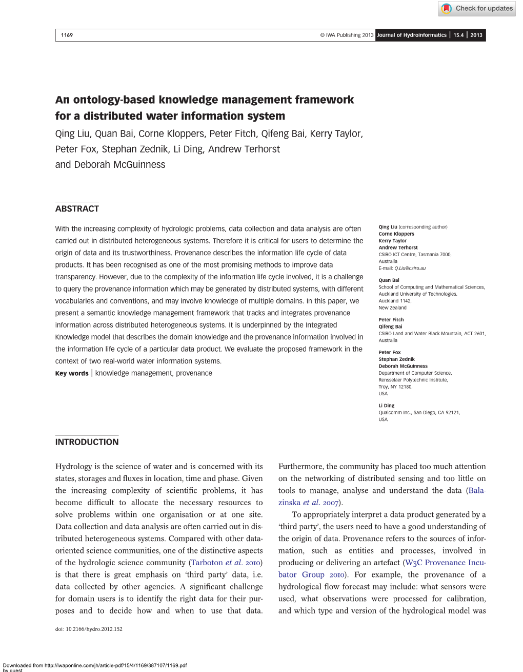 An Ontology-Based Knowledge Management Framework for a Distributed Water Information System