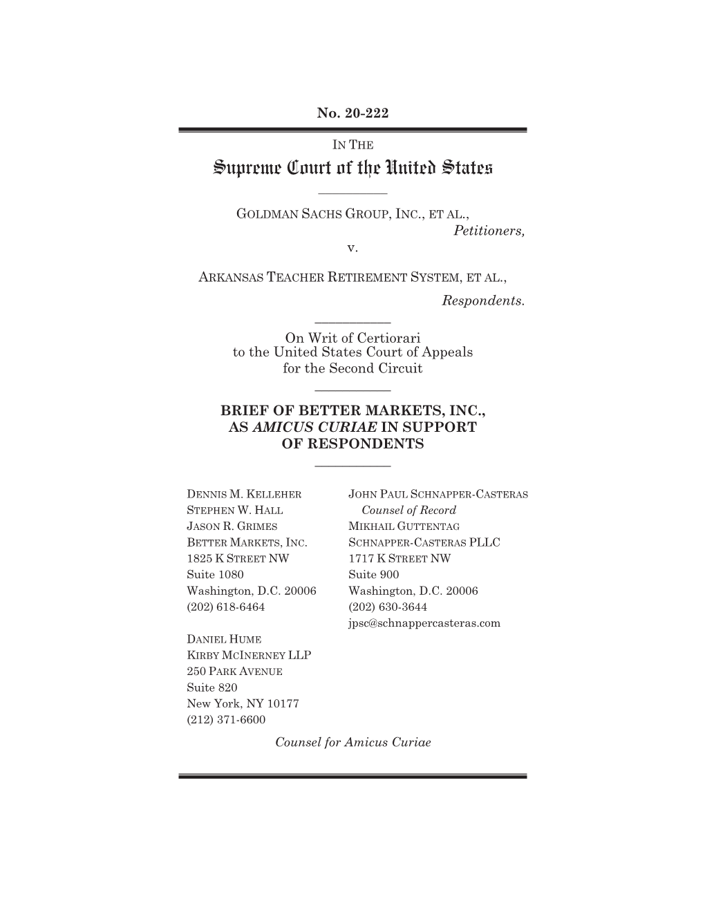 Brief of Better Markets, Inc., As Amicus Curiae in Support of Respondents ______