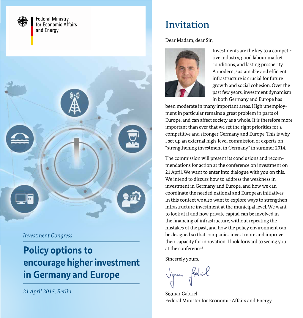 Policy Options to Encourage Higher Investment in Germany and Europe