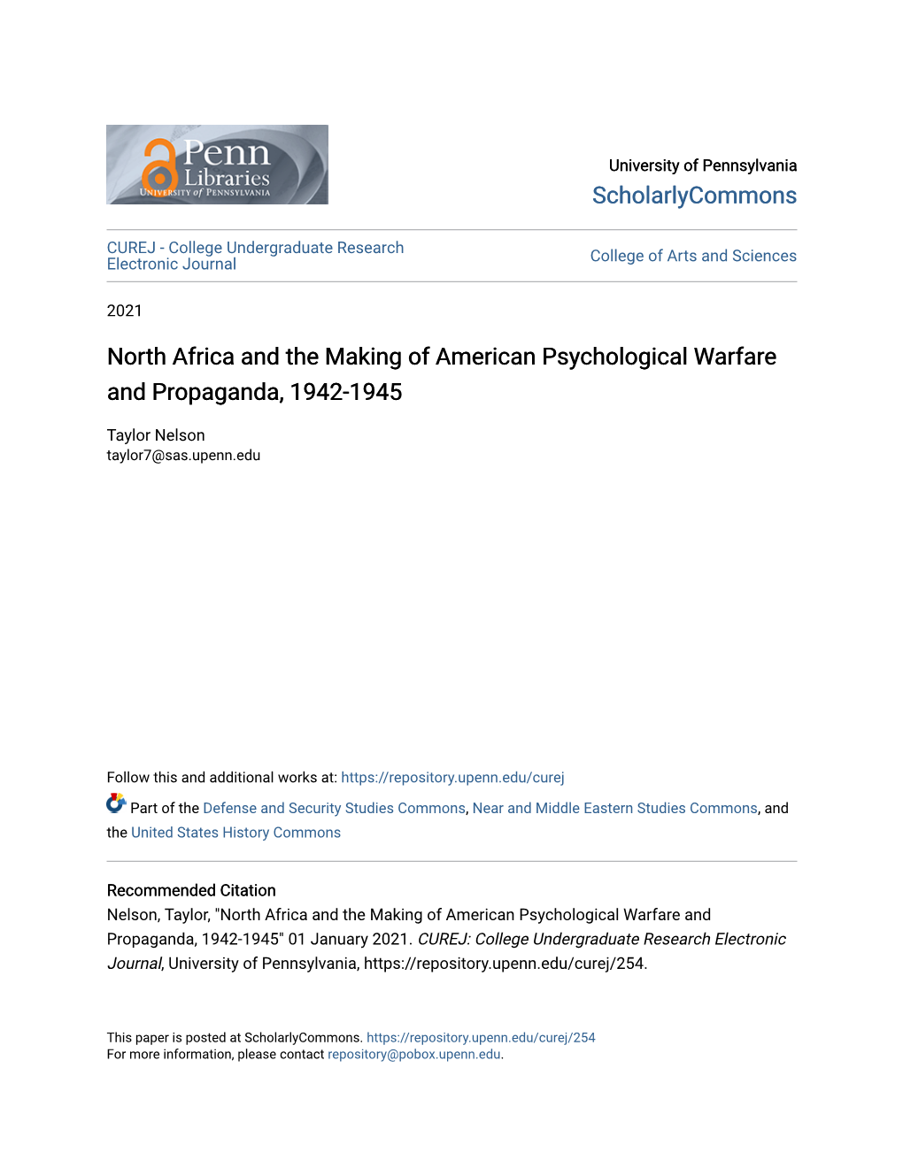 North Africa and the Making of American Psychological Warfare and Propaganda, 1942-1945