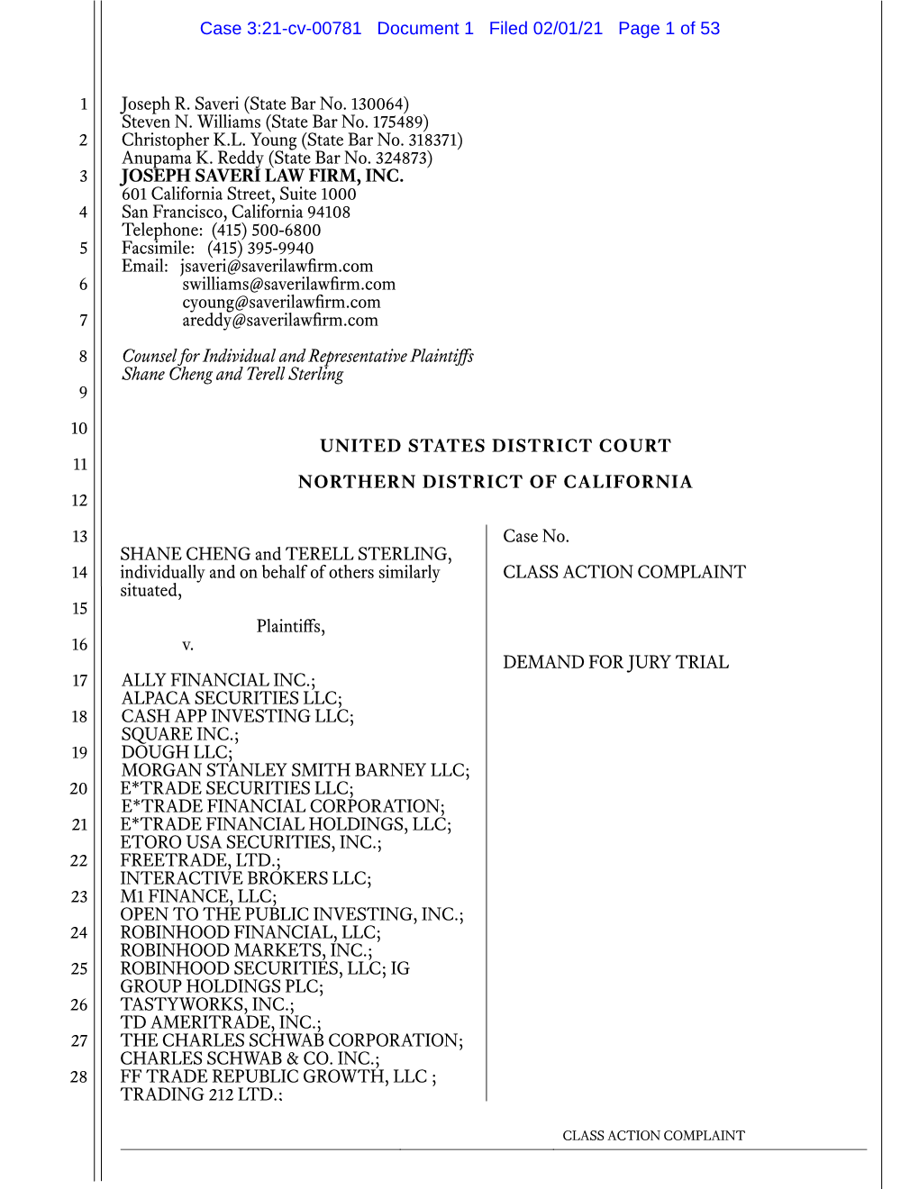 Case 3:21-Cv-00781 Document 1 Filed 02/01/21 Page 1 of 53