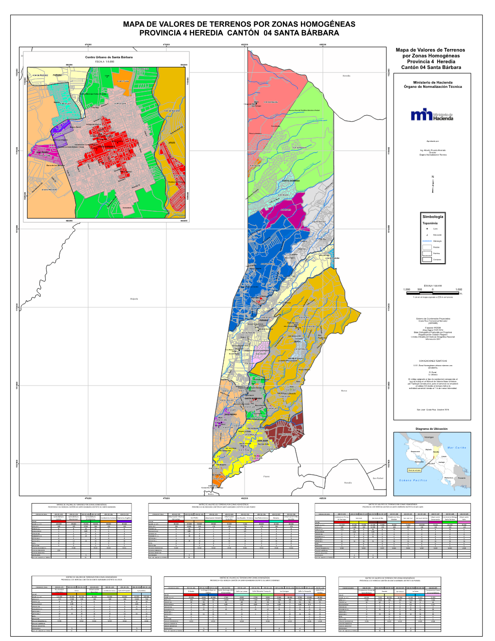 Mapa De Valores De Terrenos Por Zonas Homogéneas Provincia 4 Heredia Cantón 04 Santa Bárbara