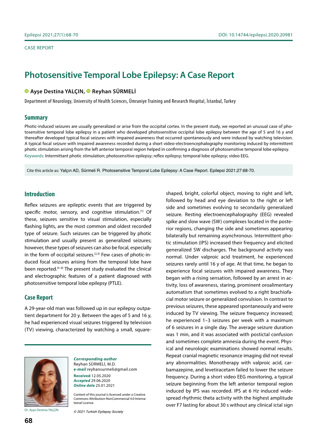 Photosensitive Temporal Lobe Epilepsy: a Case Report