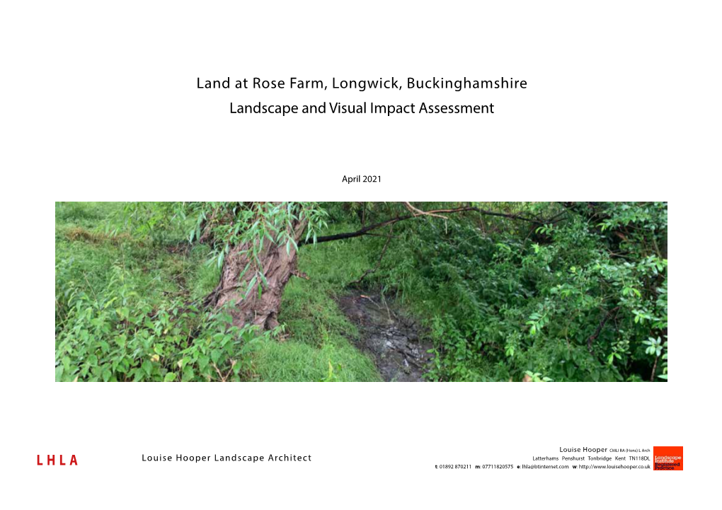 Land at Rose Farm, Longwick, Buckinghamshire Landscape and Visual Impact Assessment