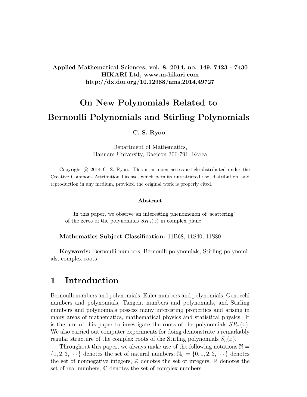 On New Polynomials Related to Bernoulli Polynomials and Stirling Polynomials