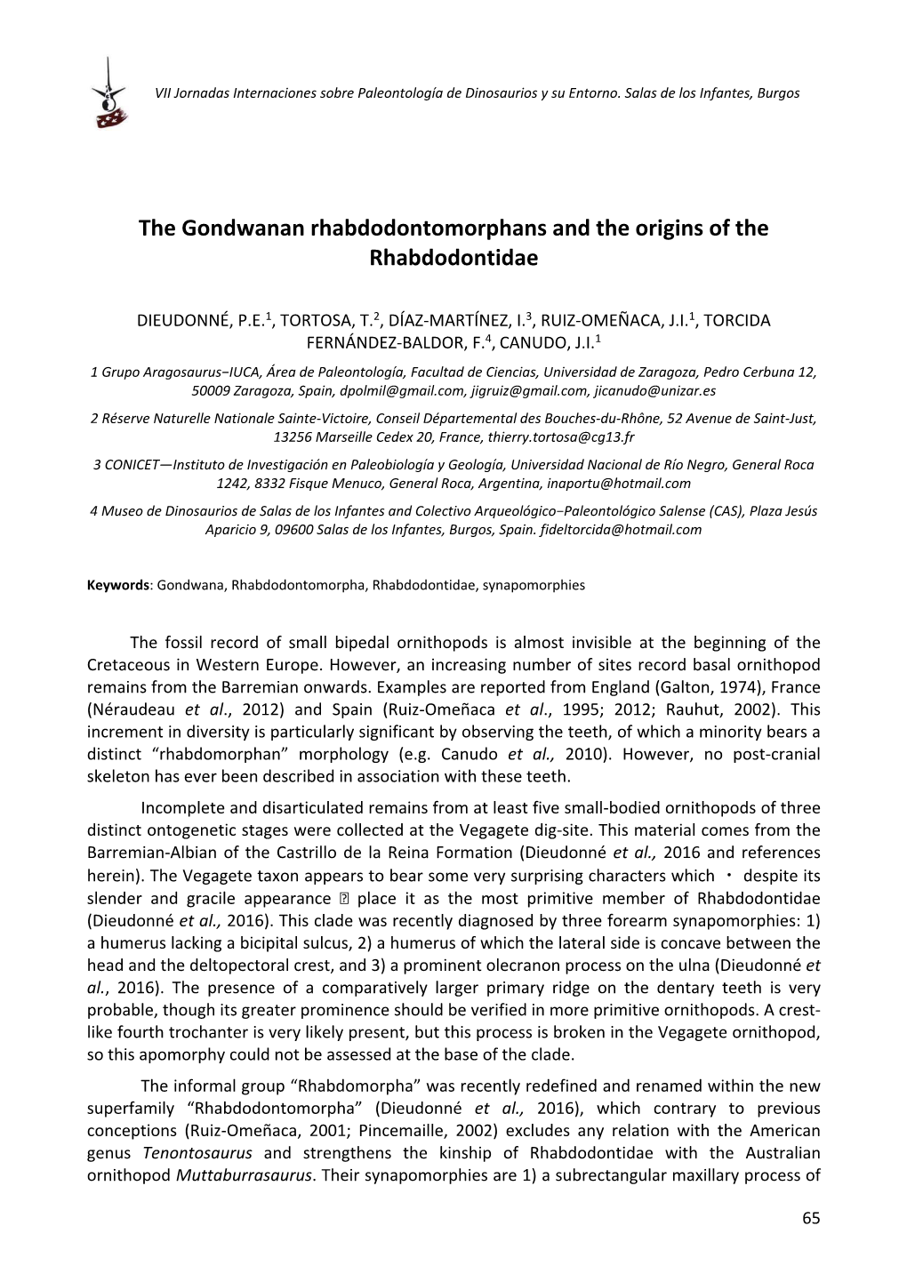 The Gondwanan Rhabdodontomorphans and the Origins of the Rhabdodontidae