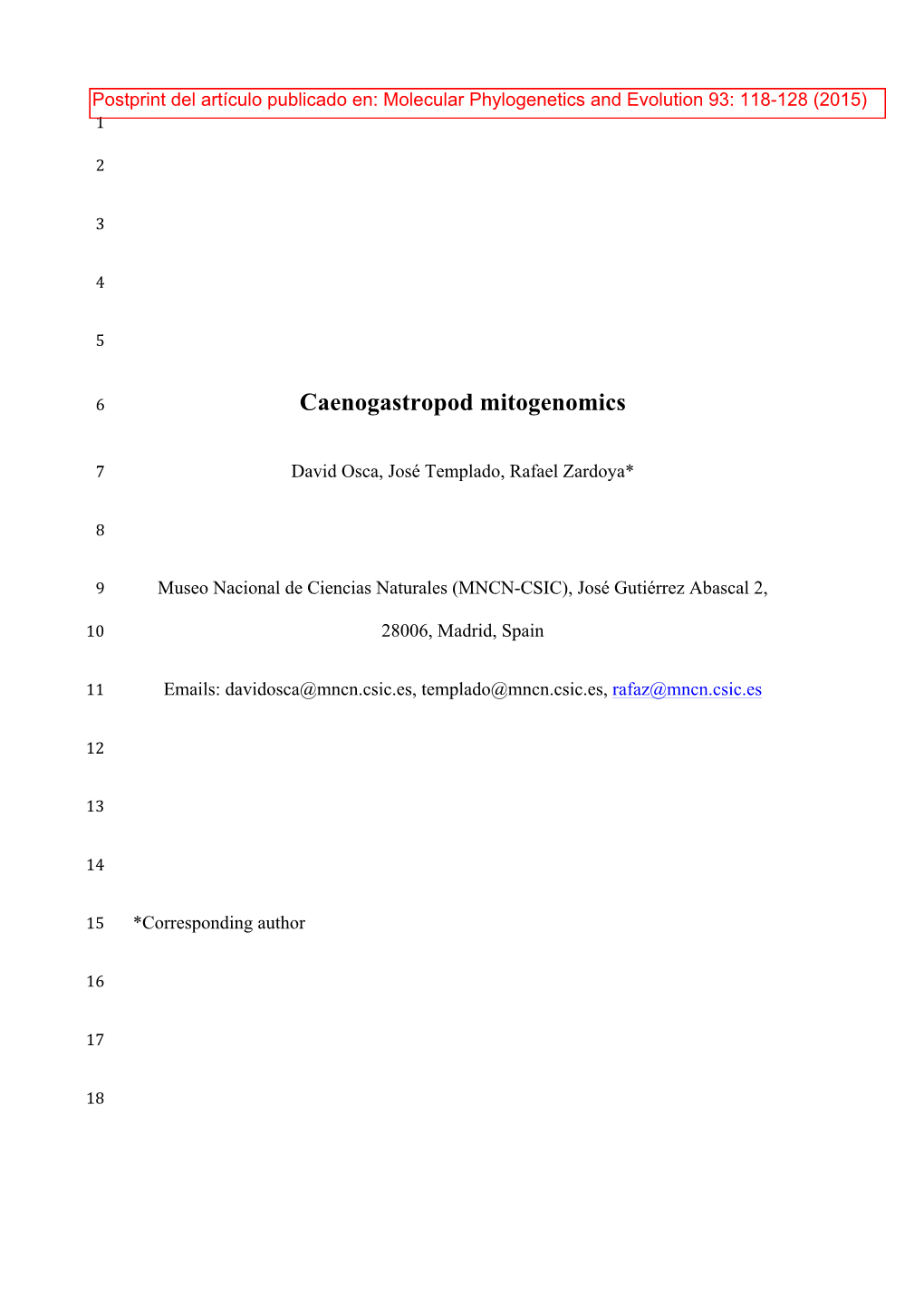 Caenogastropod Mitogenomics