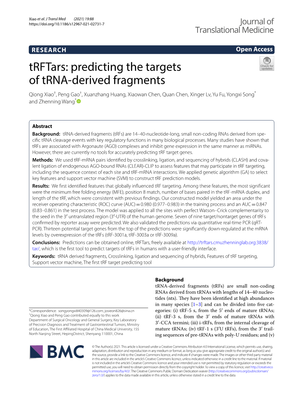 Trftars: Predicting the Targets of Trna-Derived Fragments