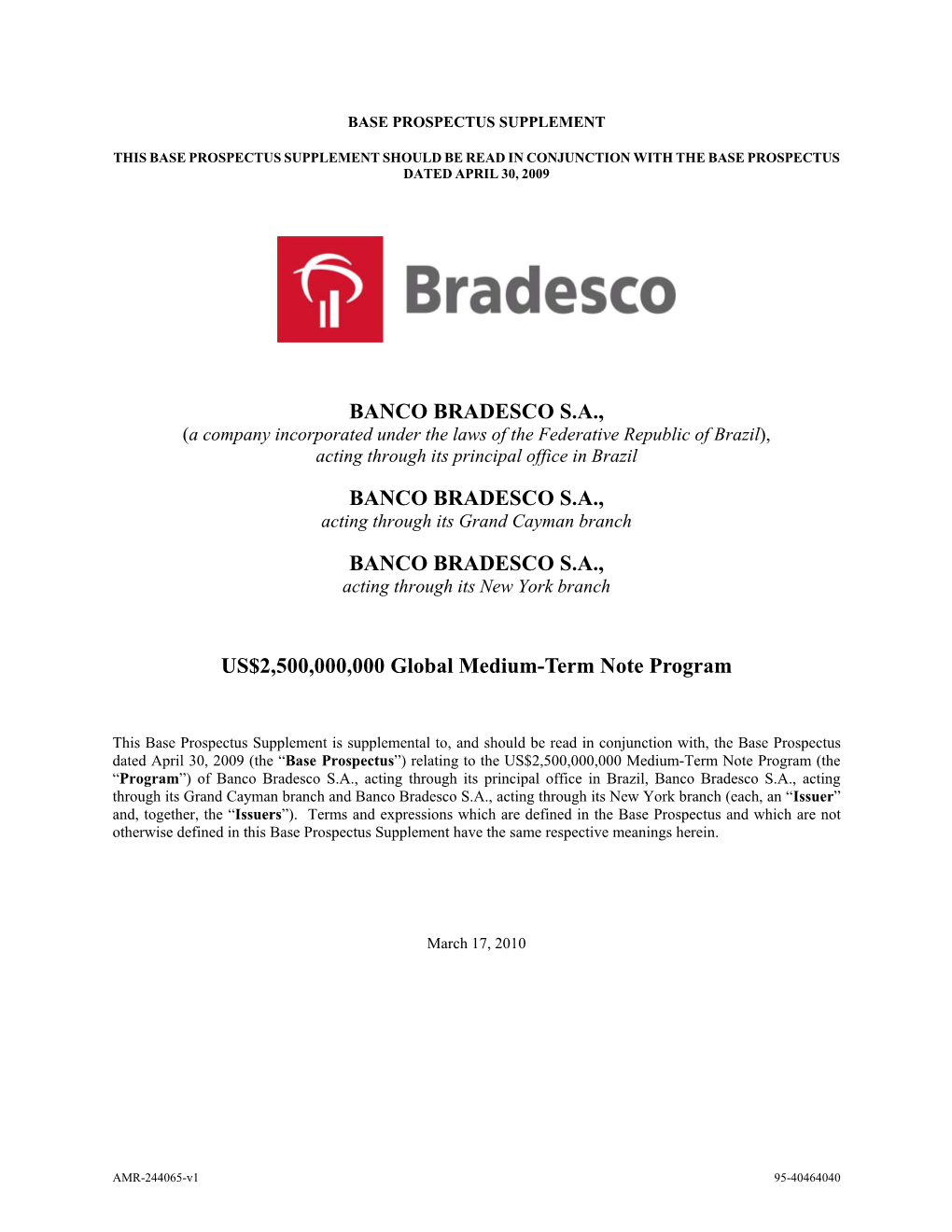 Banco Bradesco S.A., Banco Bradesco S.A., Banco