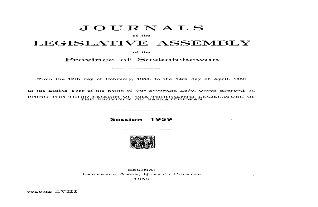 Journals Legislatjve Assembly