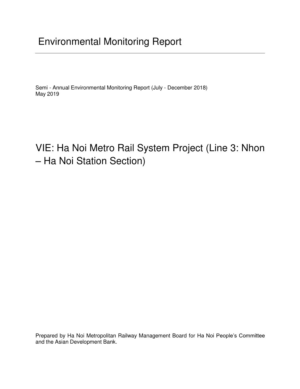 Ha Noi Metro Rail System Project (Line 3: Nhon – Ha Noi Station Section)