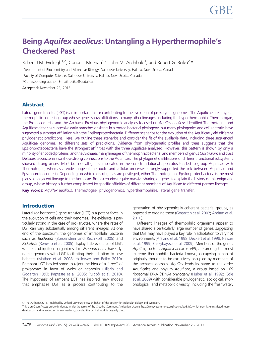 Being Aquifex Aeolicus: Untangling a Hyperthermophile’S Checkered Past