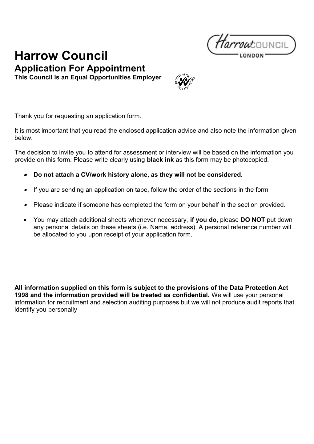 Equalities Monitoring Form