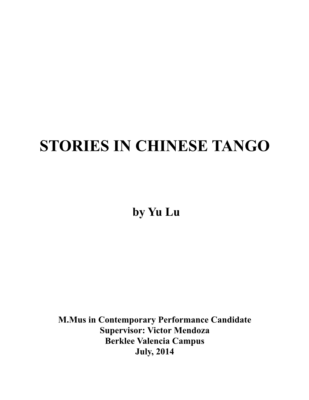 Stories in Chinese Tango