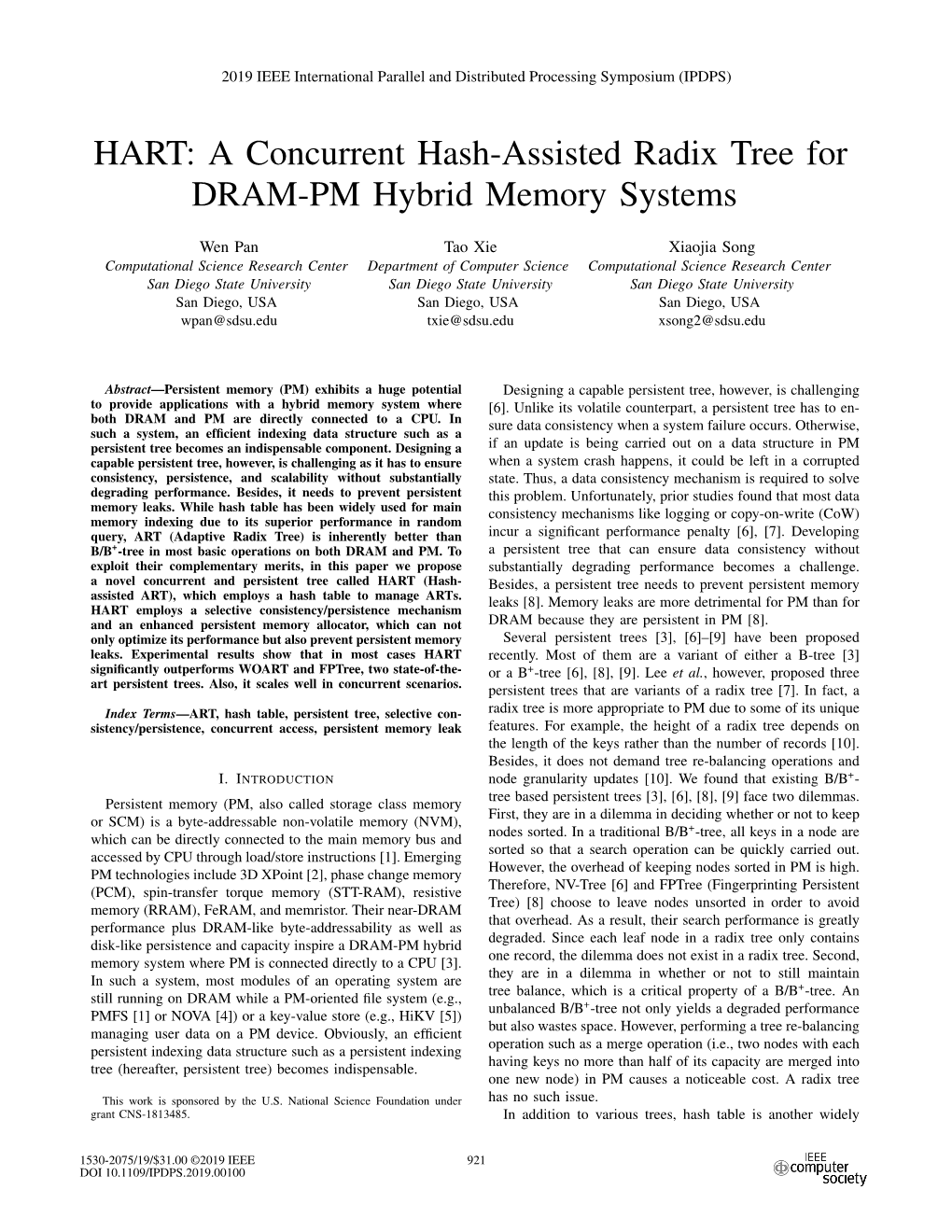 HART: a Concurrent Hash-Assisted Radix Tree for DRAM-PM Hybrid Memory Systems