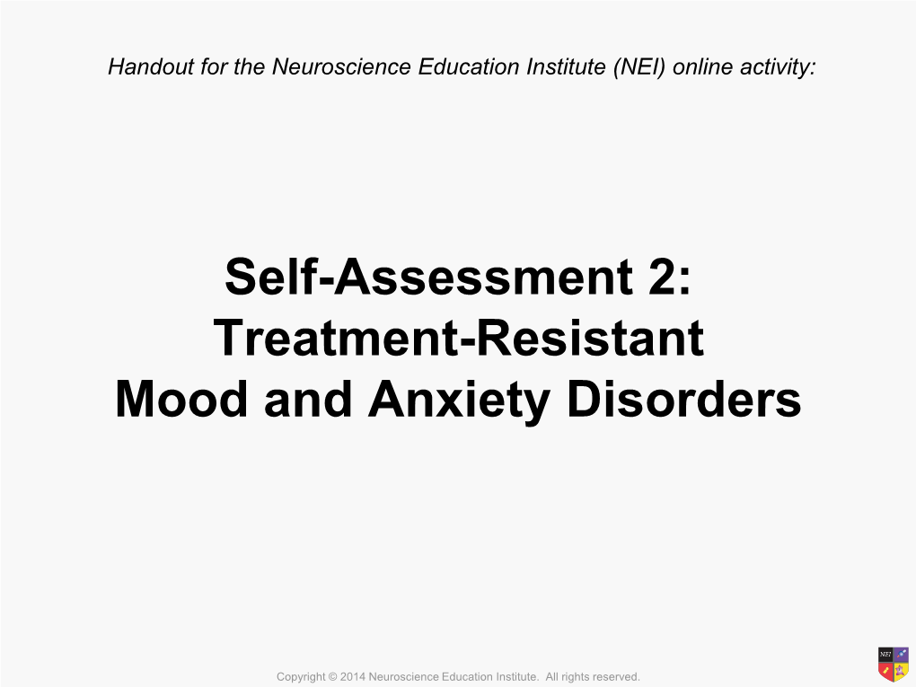 Treatment-Resistant Mood and Anxiety Disorders