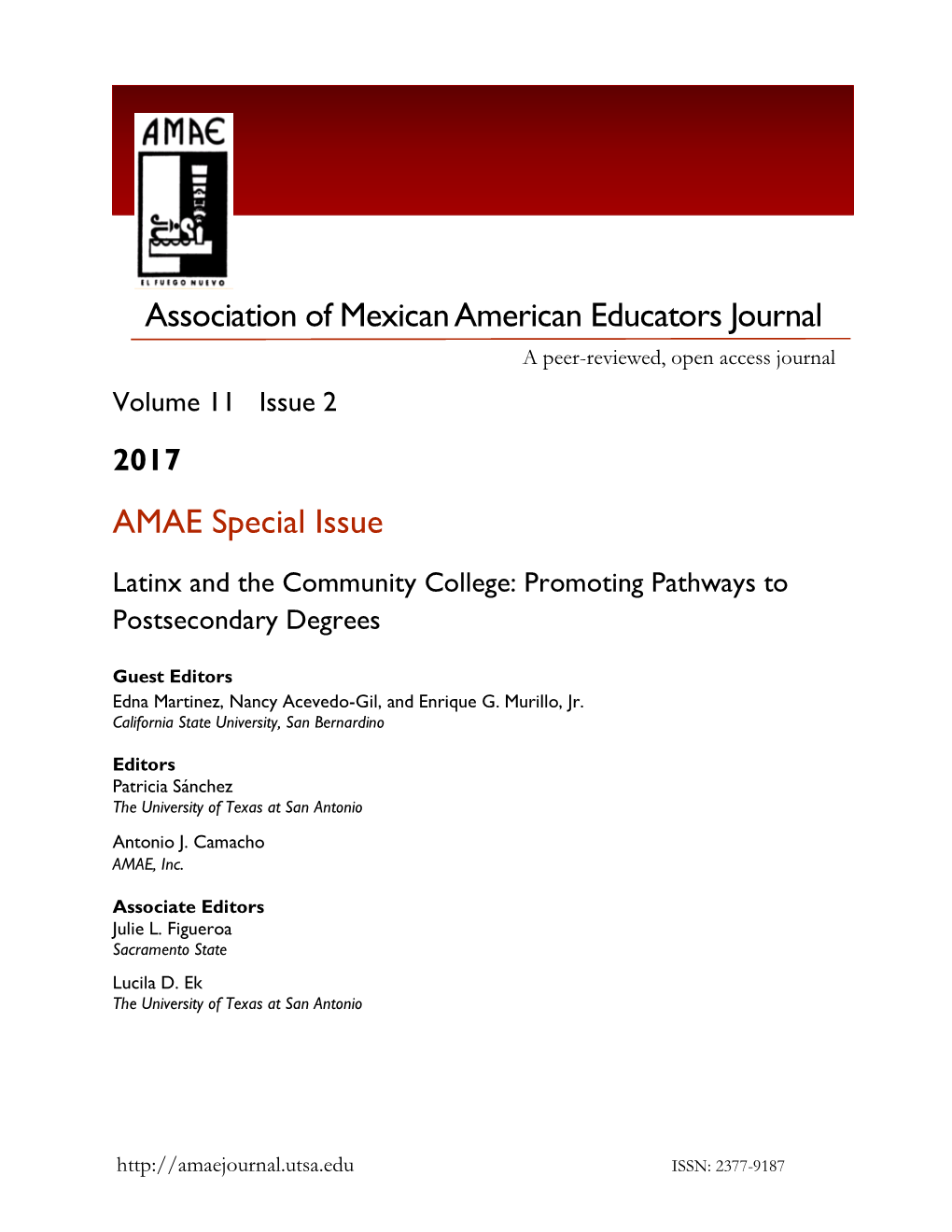 AMAE Special Issue Association of Mexican American Educators Journal