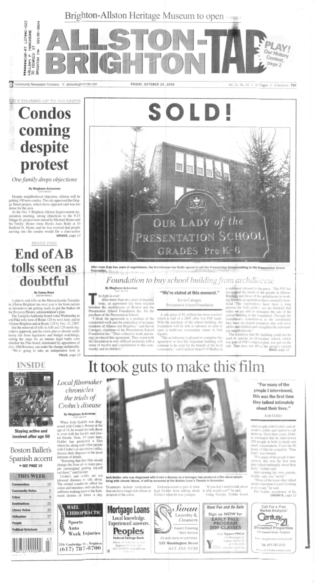 ILL Lllll ,R ~ \1-...N Page 2 Allston-Brighton TAB Friday, October 20, '2 1I-06 ______\ Vww.Allstonbrightontab.Com Ton-Brighton History Then Now