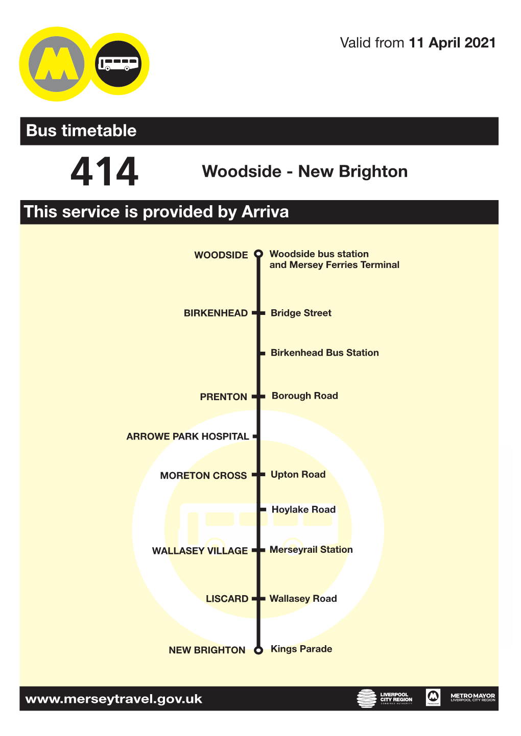 Bus Timetable This Service Is Provided by Arriva