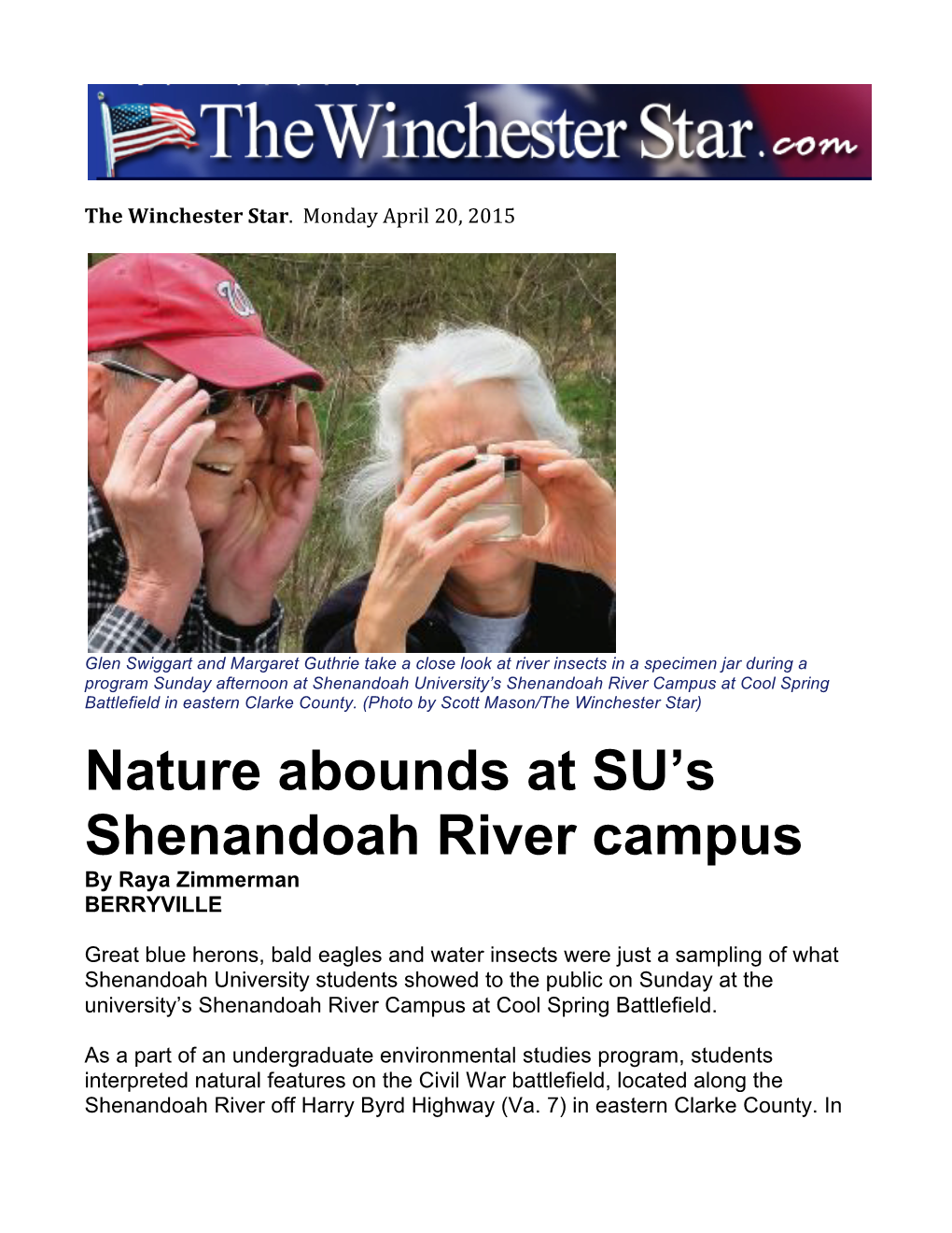 Nature Abounds at SU's Shenandoah River Campus