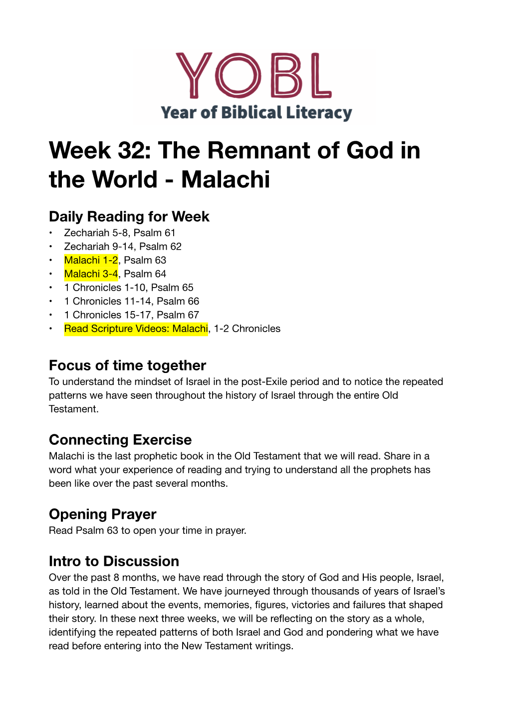 32. Zechariah 5-14, Malachi, 1 Chronicles 1-17