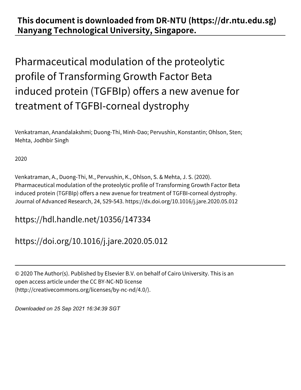 Tgfbip) Offers a New Avenue for Treatment of TGFBI‑Corneal Dystrophy