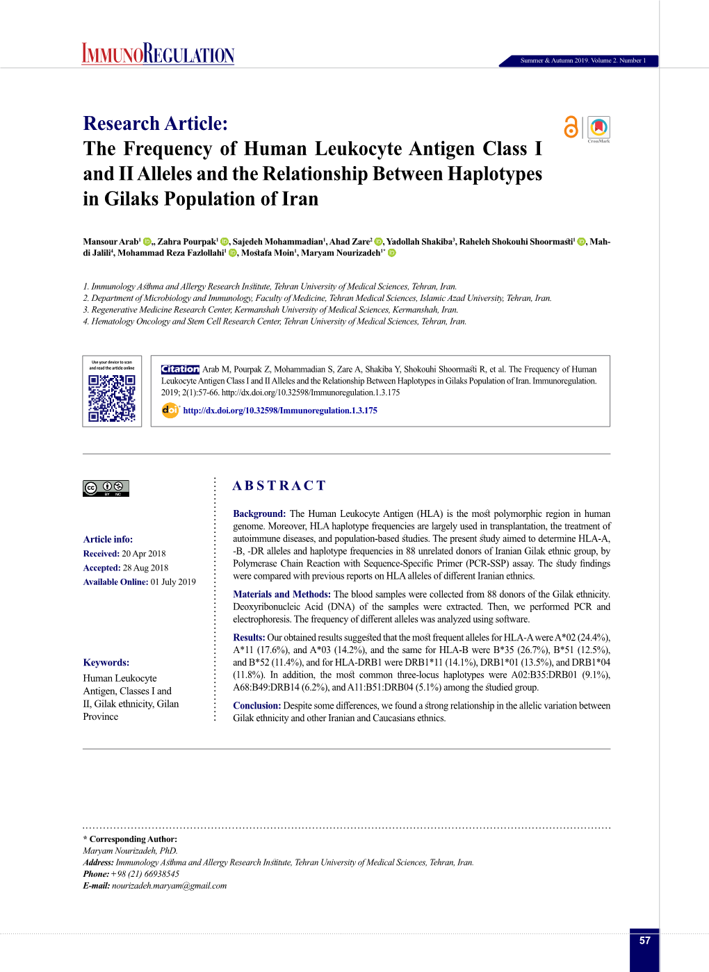 The Frequency of Human Leukocyte Antigen Class I and II Alleles and the Relationship Between Haplotypes in Gilaks Population of Iran