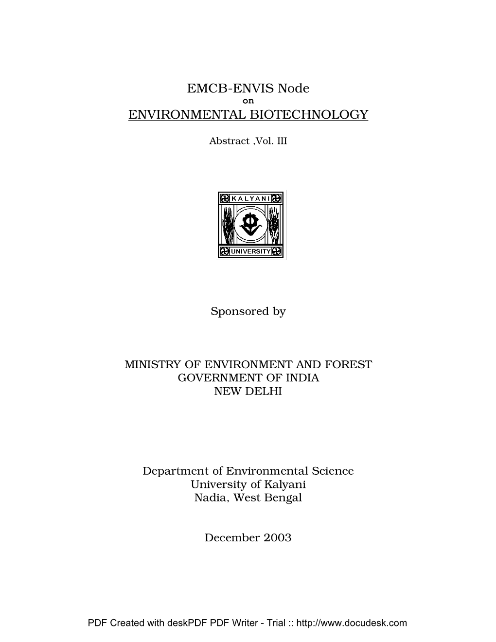 EMCB-ENVIS Node ENVIRONMENTAL