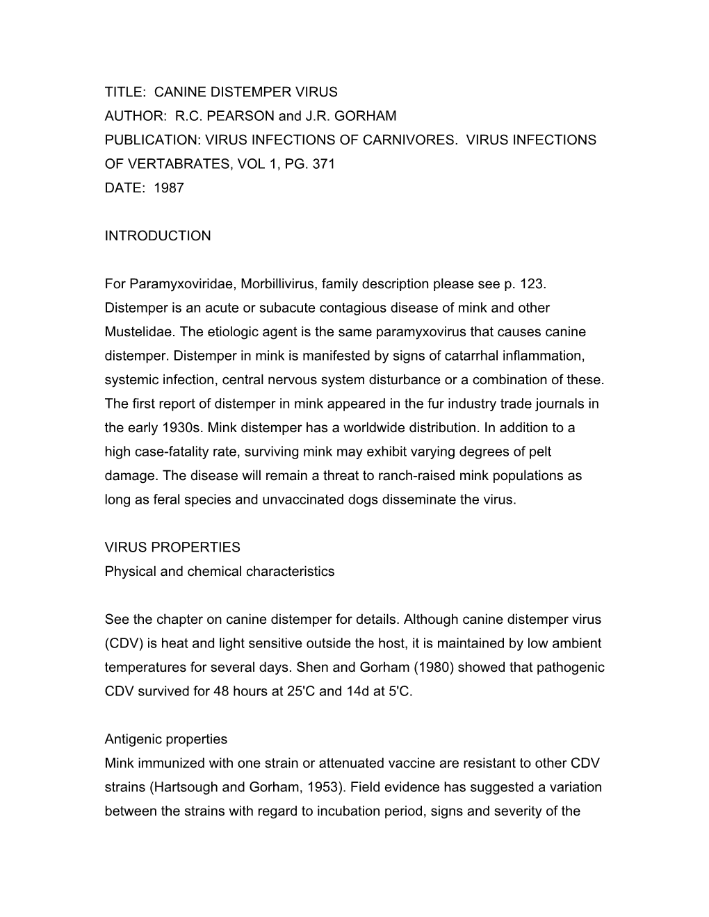 Canine Distemper Virus Author: R.C