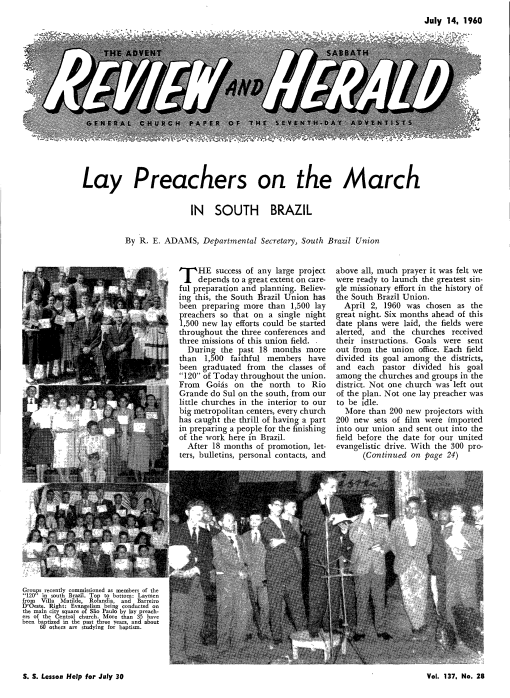 Lay Preachers on the March in SOUTH BRAZIL