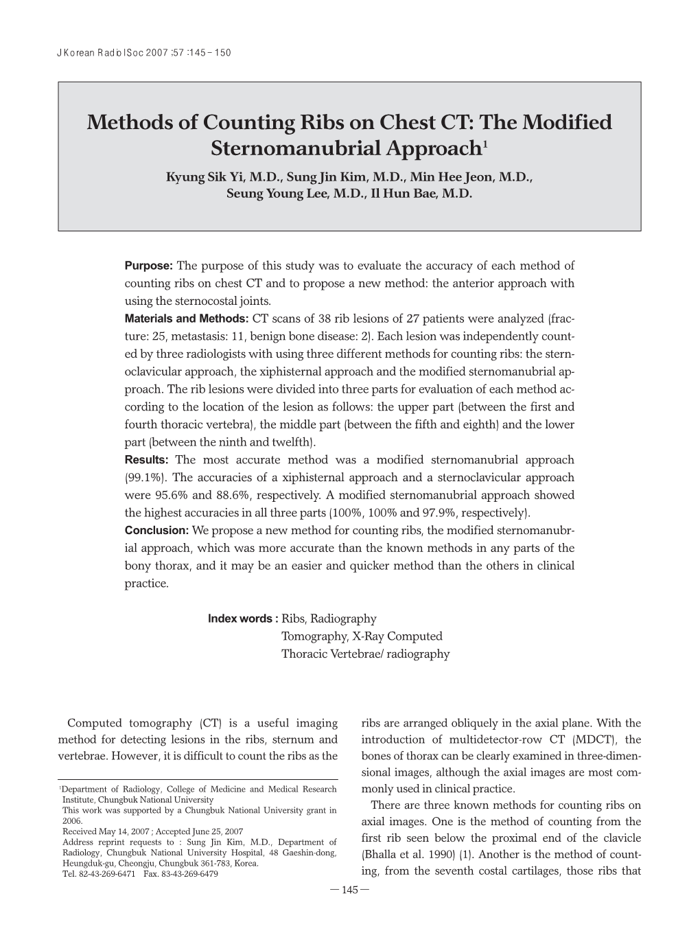 Methods of Counting Ribs on Chest CT: the Modified Sternomanubrial