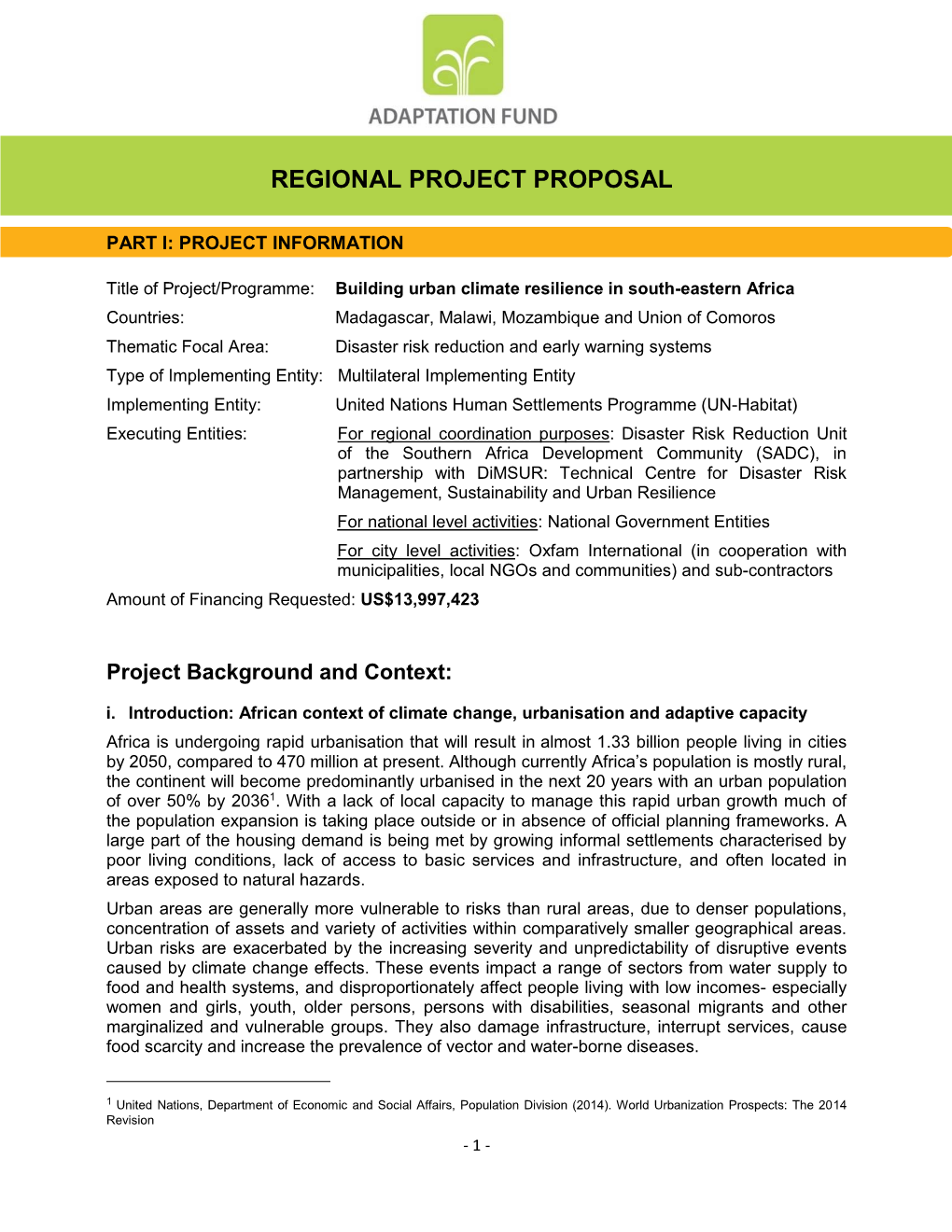 Regional Project Proposal