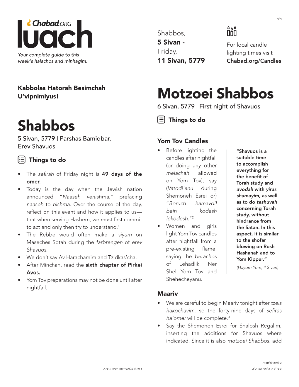 Shabbos Motzoei Shabbos