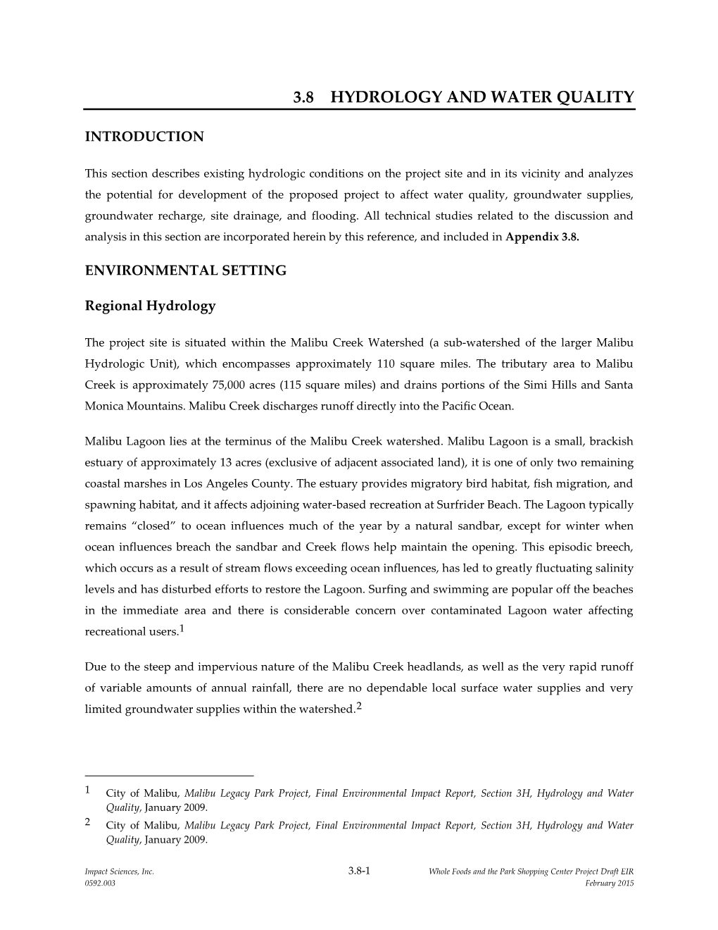 3.8 Hydrology and Water Quality