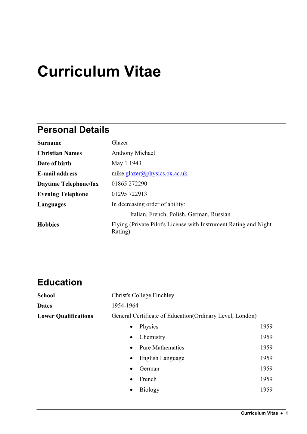 Curriculum Vitae