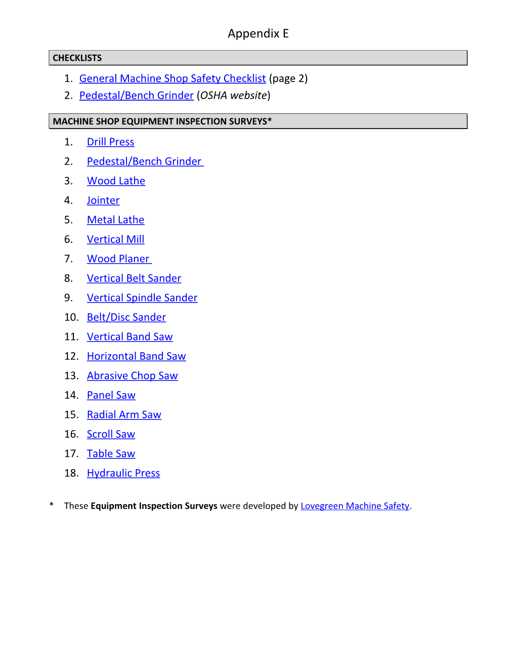 1. General Machine Shop Safety Checklist (Page 2)