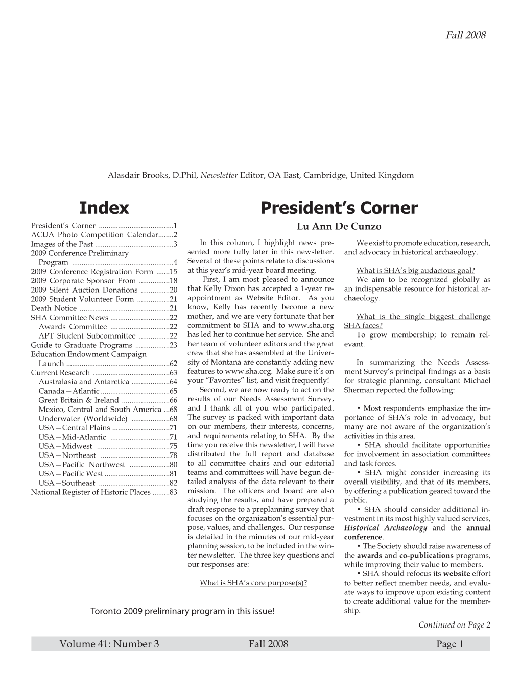 Index President's Corner