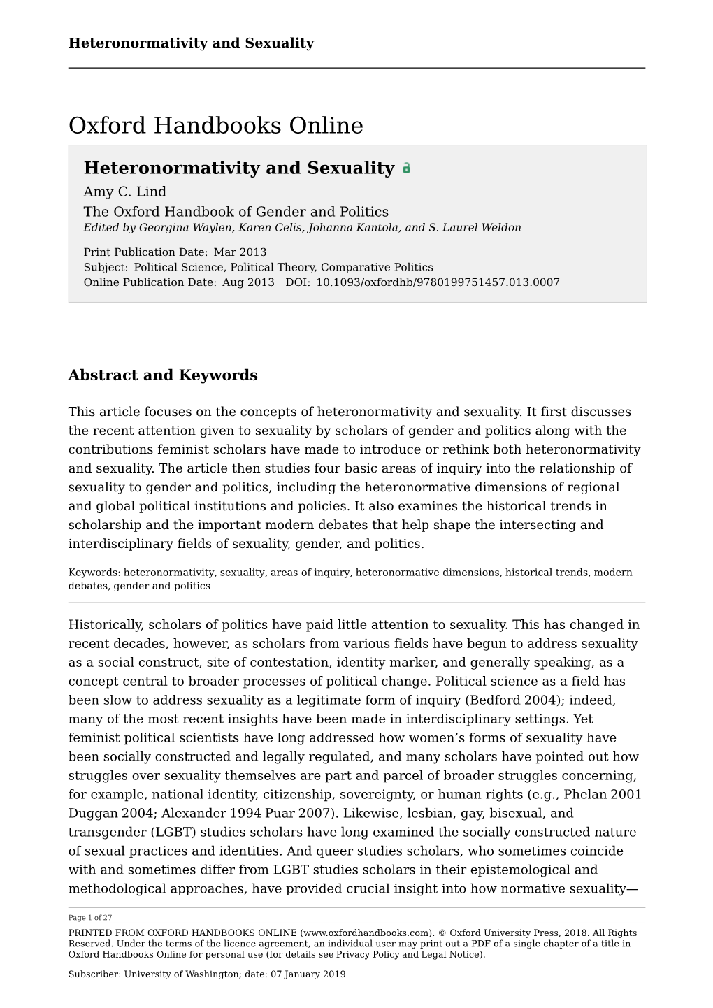 Heteronormativity and Sexuality