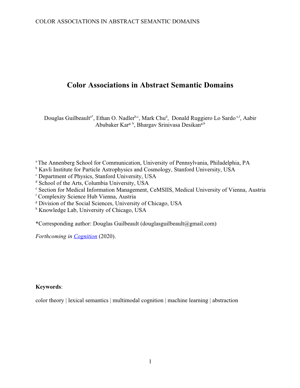 Color Associations in Abstract Semantic Domains