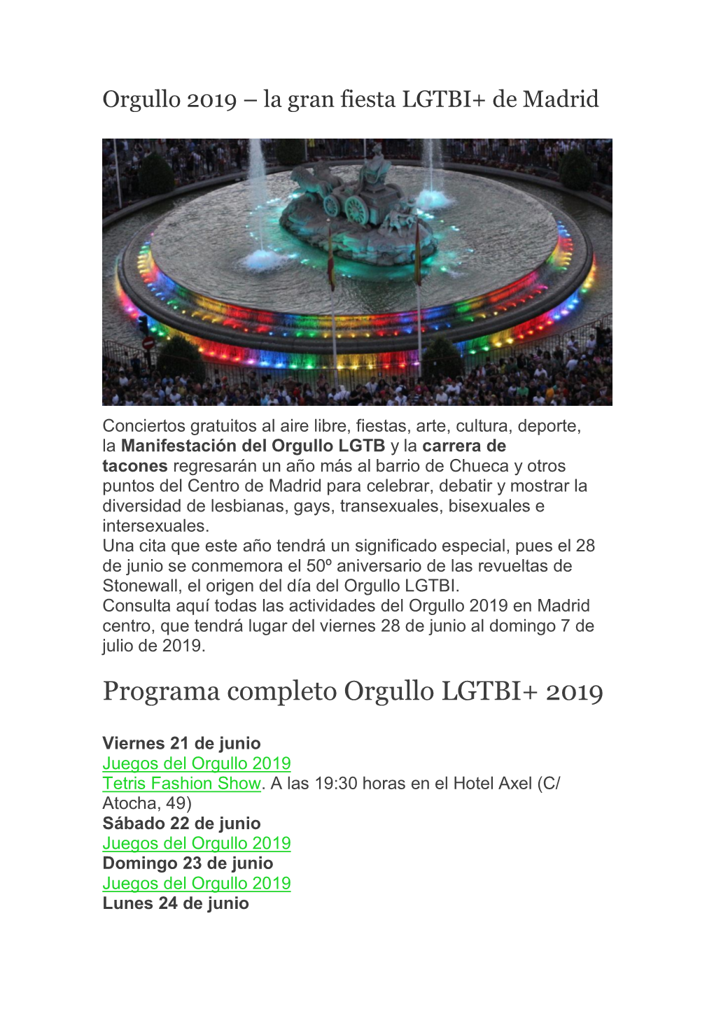 Programa Completo Orgullo LGTBI+ 2019