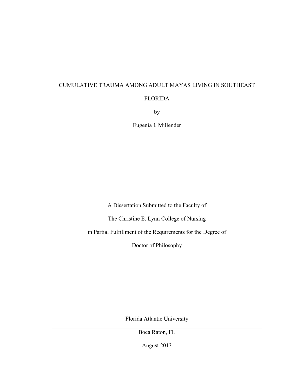 Cumulative Trauma Among Adult Mayas Living in Southeast