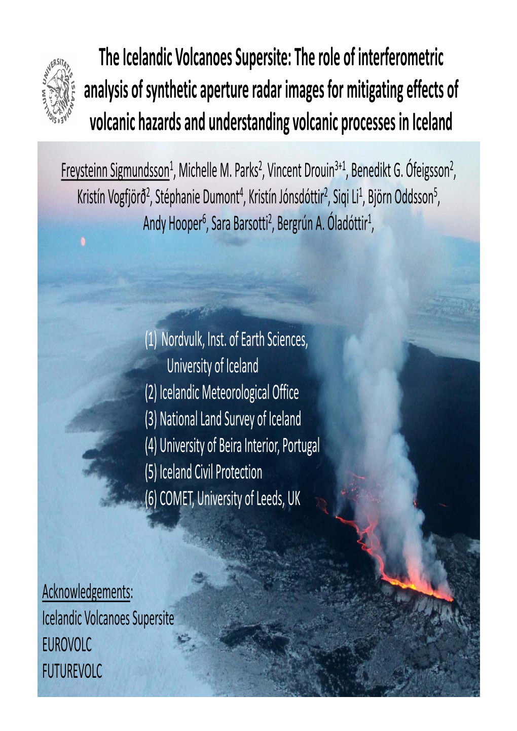 The Icelandic Volcanoes Supersite: the Role of Interferometric Analysis