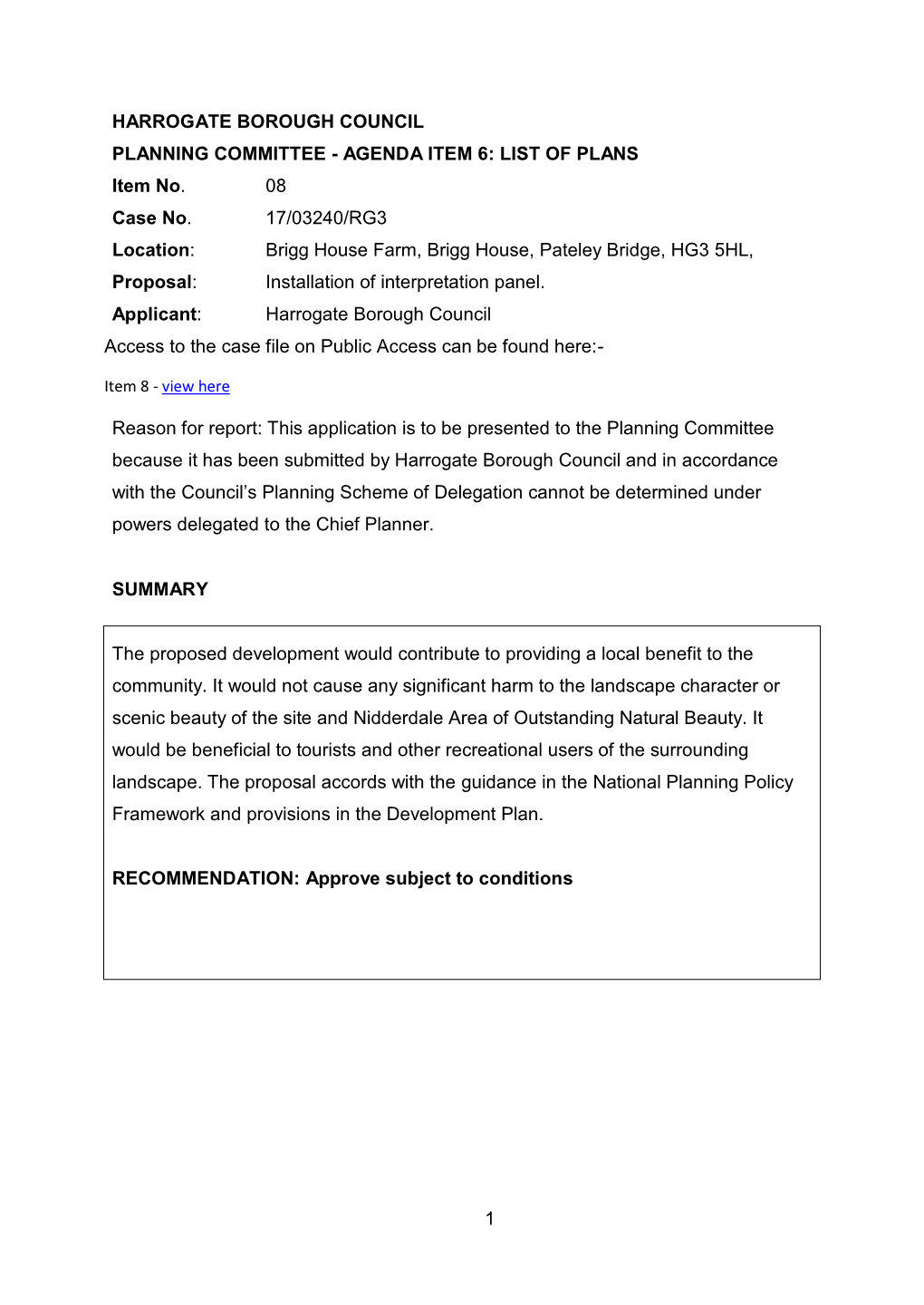 1 Harrogate Borough Council Planning Committee