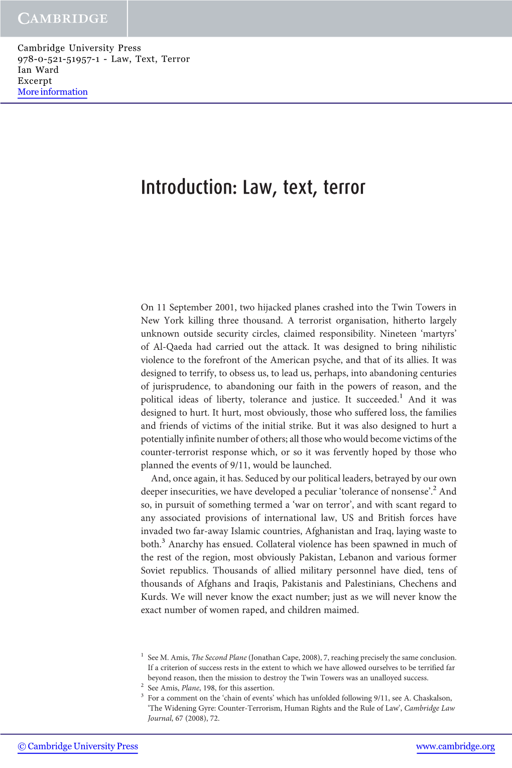 Law, Text, Terror Ian Ward Excerpt More Information