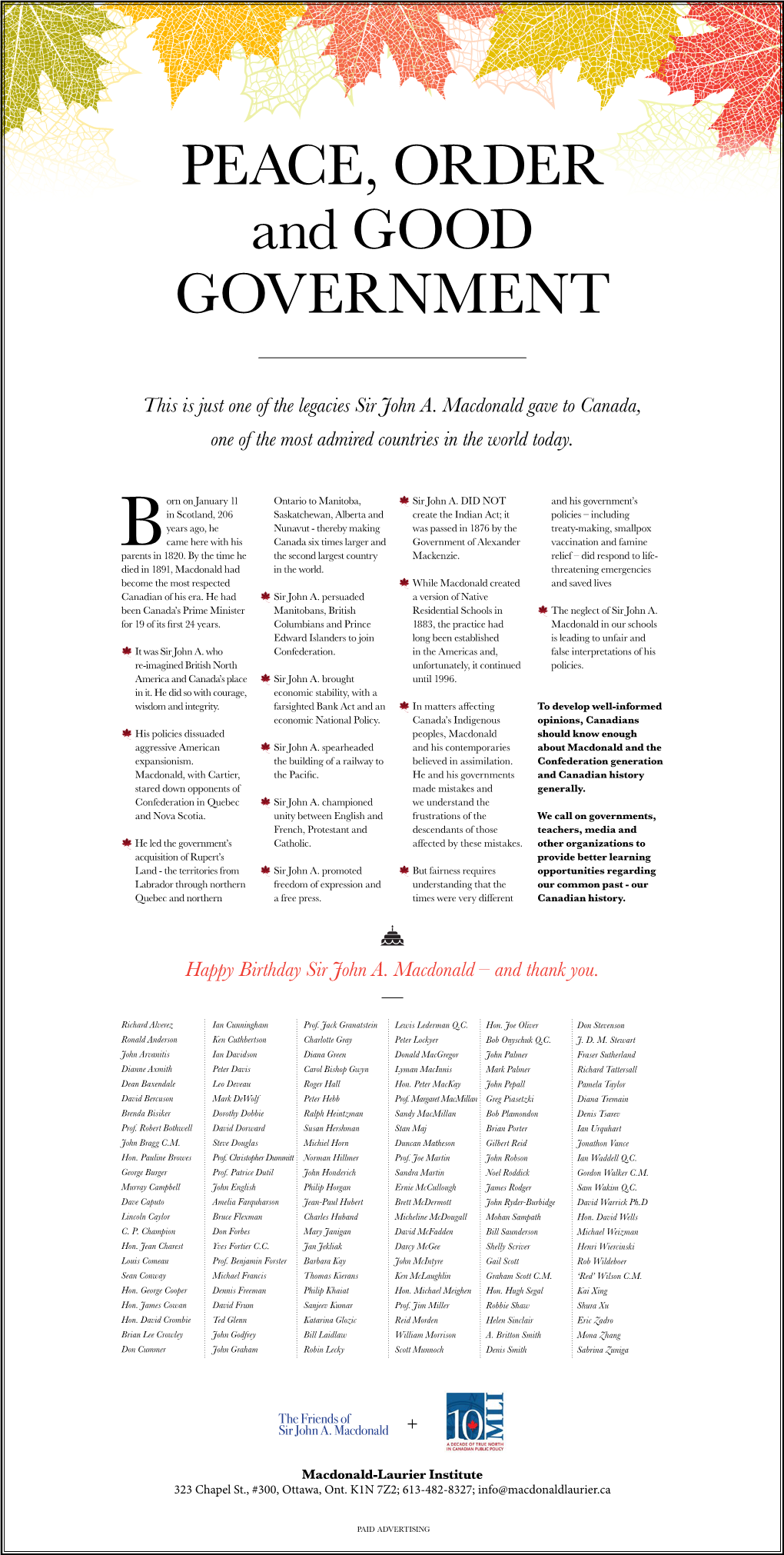 Happy Birthday Sir John A. Macdonald – and Thank You