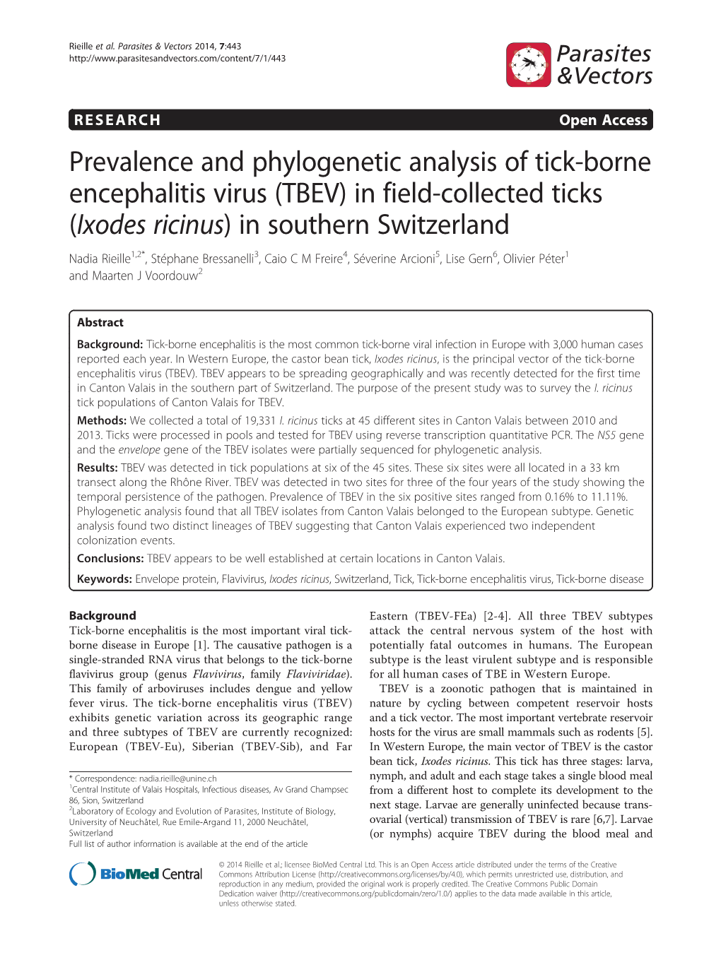 Prevalence and Phylogenetic Analysis of Tick-Borne Encephalitis Virus