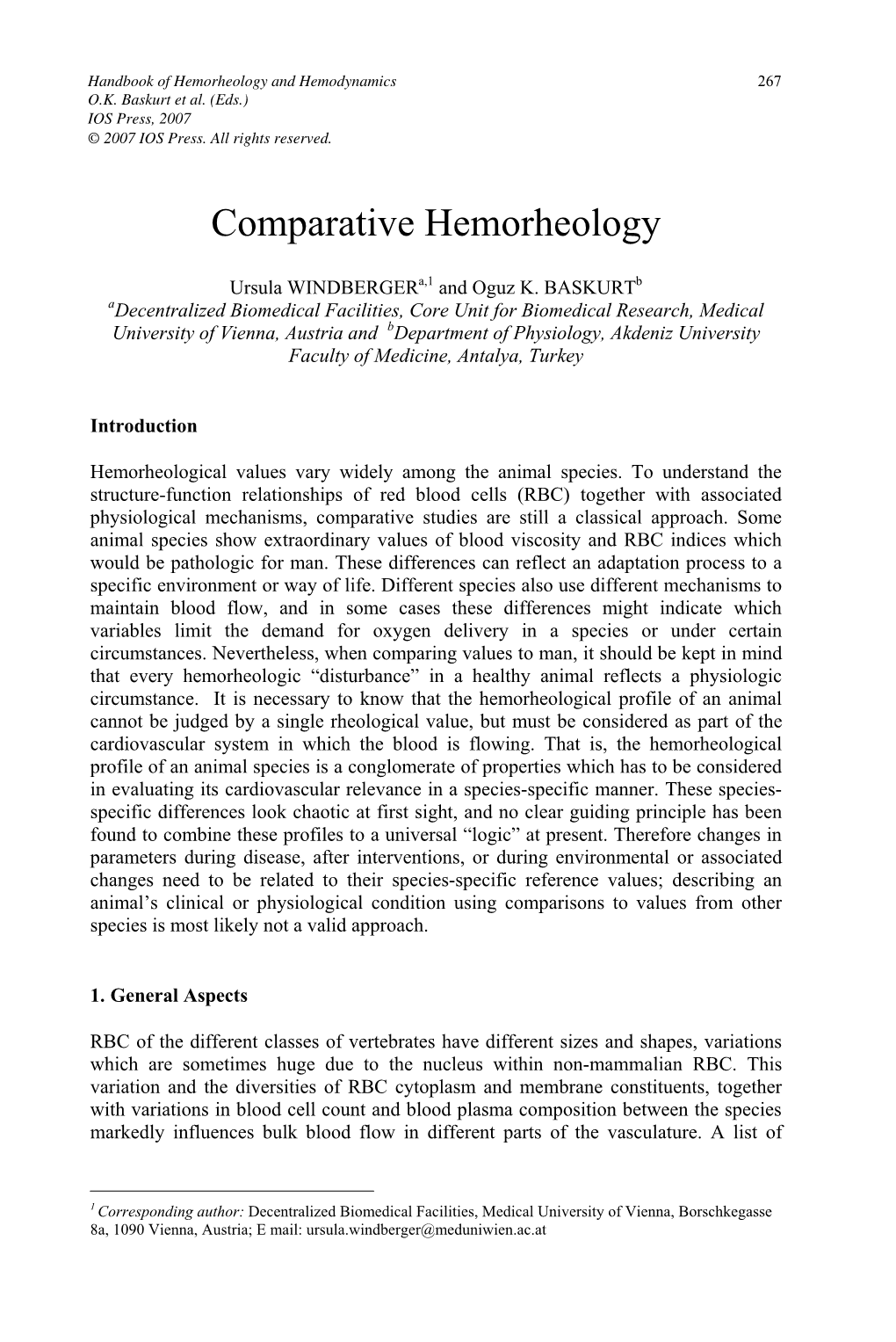 Comparative Hemorheology