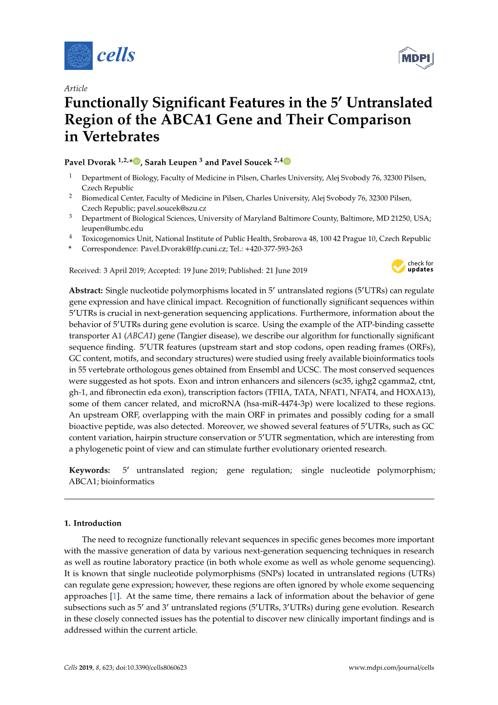 Functionally Significant Features in the 5 Untranslated Region of the ABCA1 Gene and Their Comparison in Vertebrates