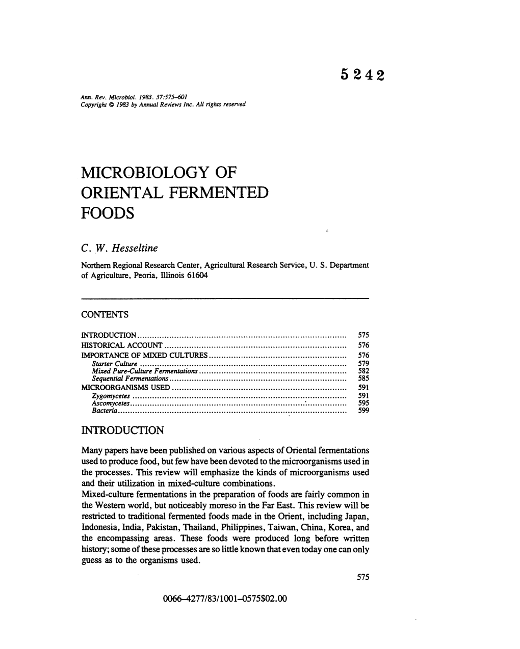 Microbiology of Oriental Fermented Foods